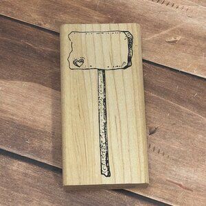 1995 PEDDLERS PACK STAMPWORKS SIGN WITH HEART WOOD MOUNTED RUBBER STAMP CUSTOM